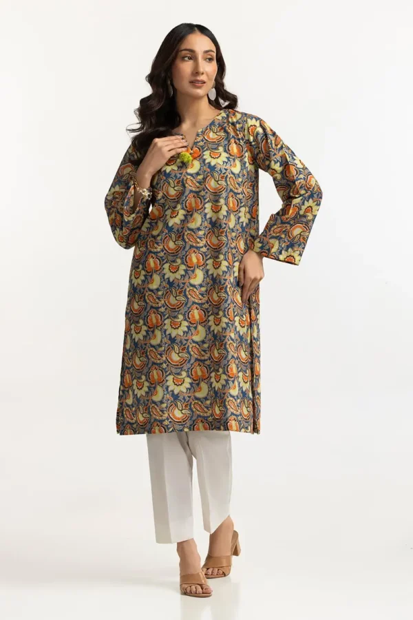 Lawn Gold Printed Shirt IUSTK-283